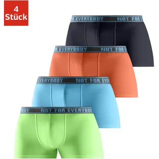 Boxer BRUNO BANANI "Boxershorts für Herren", Herren, Gr. L (6), 4 Stk., bunt (hellgrün, türkis, orange, navy), Jersey, Obermaterial: 95% Baumwolle, 5% Elasthan, unifarben, Unterhosen Boxer, mit Schriftzug im Bund