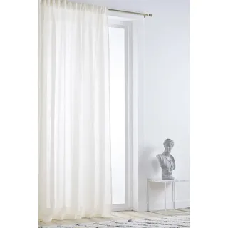 Jotex Ellen Multifunktionsgardine – Leinen Vorhang extra breit, 100% Leinen (1er Pack) - Naturweiß, 300 cm
