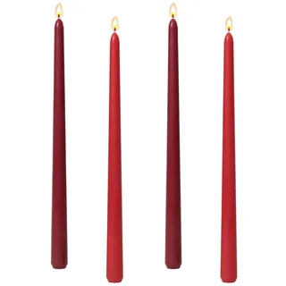 Stabkerzen Rot, 4 Stück Kerzen Stabkerzen Dunkelrot Set, Rote Kerzen Lang, Tisch Dekoration, Tisch Dekoration, Bankett, Hochzeit, 25 cm