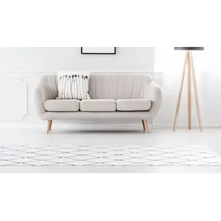 Teppich CALO-DELUXE "Jardan-2000" Gr. 2, grau (anthrazit, weiß), B:80cm H:20mm L:150cm, Kunstfaser, Teppiche, Teppich, besonders weich durch Microfaser, Rauten-Design