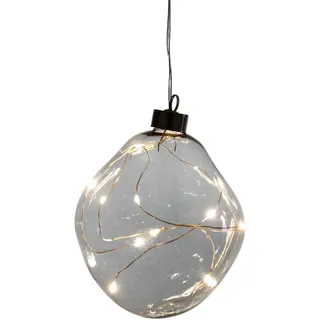 Leonique Dekokugel »Birdelle, Weihnachtsdeko mit LED Beleuchtung, in organischer Form« Ø ca. 12 cm, Christbaumkugeln, organische Kugeln aus Glas, grau