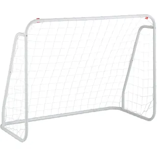Relaxdays Fußballtor, Kinder & Erwachsene, Übungstor Garten, HBT: 96x124x61 cm, Stahlrahmen, stabiles Trainingstor, weiß