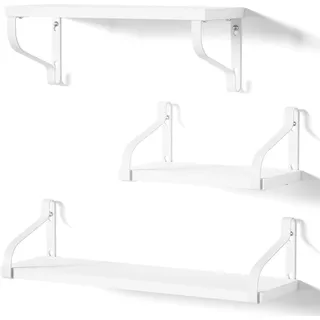 Love-KANKEI Wandregal Weiß Holz Regal Wand 3er Set,Länge 43/33/23cm Küchenregal Hängend Schweberegal Holzregal U-Form Ideal für Küche Kinderzimmer Wohnzimmer Badezimmer