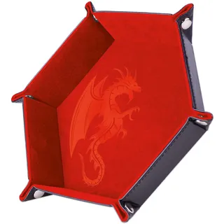 Würfelbahn – roter Drache 19 x 19 cm – Leder und Samt