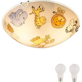 bmf-versand Deckenleuchte Kinderzimmer LED Kinderlampe Tiere Junge Mädchen Zoo DL1112