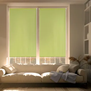 Blindecor Zeus | Verdunklungsrollo ohne bohren - Pistaziengrün, 42 x 180 cm (BxH) | Stoffgröße 39 x 175 cm. Klemmfix thermorollo für fenster