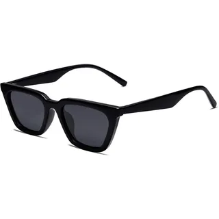 SOJOS Cateye Sonnenbrille Damen Polarisiert Vintage Retro Eckig Coole Frauen Schmale UV400 Schutz Klassische Outdoor Moderne Sonnenbrillen SJ2169 mit Schwarzer Rahmen/Graue Linse
