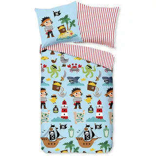 Good Morning Kinderbettwäsche Caribbean Renforcé, hellblau Größe 1x 135x200 + 1* 80x80 cm