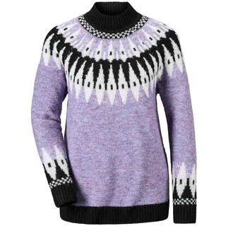 GOLDNER Strickpullover »Kurzgröße Norweger-Pullover mit Schurwolle«, lila