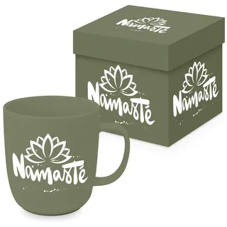 PPD Namaste Kaffeetasse mit Lotus-Design, Olivgrün, Yoga