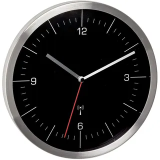 TFA Funk Wanduhr 24,5 cm 60.3544.01 schwarz/silber