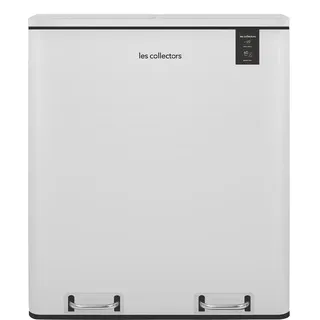 Les Collectors Treteimer N°918 Fassungsvermögen 60 L, 2 Fächer 30 L, Widerstandsfähig, Küche, Herausnehmbare Eimer, Recycling, Mülltrennung, Geräuschloser Deckelverschluss, Weiss - Weiß
