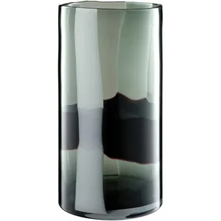 Leonardo Vase , Schwarz, Weiß , Glas , 20.00x39.50x20.00 cm , handgemacht, zum Stellen , Dekoration, Vasen, Glasvasen