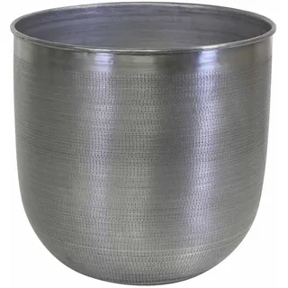 Casa Moro Orientalischer Blumentopf ALIKANTE XL 41x43 cm Silber rund aus Aluminium mit Hammerschlag verziert | Luxus Übertopf Metall Pflanzkübel Designer Blumen-Kübel | ABK101