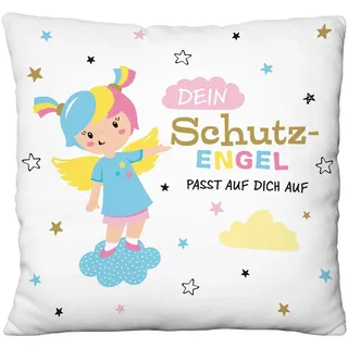 Gruss & CO Plüschkissen mit Motiv Engel | Zierkissen, 25 cm x 25 cm, 100% Polyester | Geschenk, Silvster, Weihnachten, Dekoartikel | 70244