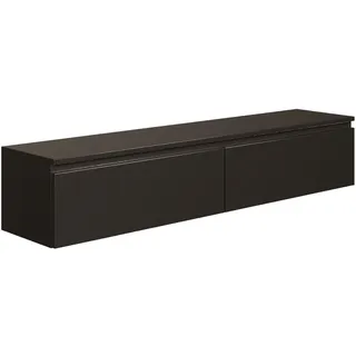 Selsey Hängeboard Bemmi 28,4x150x31,8 cm, Minimalistisches TV Lowboard, Schwarz, Hochwertige Spanplatte mit ABS-Kanten, Zwei Klappenfächer,Melaminbeschichtet, Ideal fürs Wohnzimmer