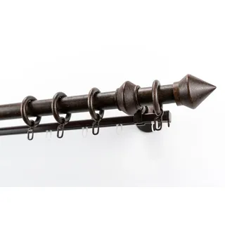 GARESA Gardinenstange »Palmo« Ø 28 mm 2 läufig-läufig Wunschmaßlänge Vorhanggarnitur aus Holz, verlängerbar, mit Ringe/2 Lauf Gleiter, braun