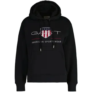 Sweatshirt GANT "Sweatshirt Archive Shield Hoodie", Damen, Gr. S, schwarz, Obermaterial: 78% Baumwolle CO. 22% Polyester PES., Sweatshirts Sweatshirt