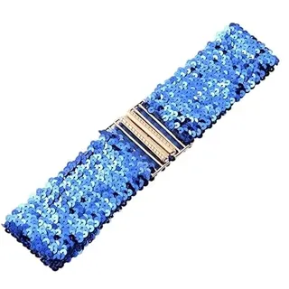 Pailletten Gürtel für Damen - Vintage Glitzer Taillengürtel Mit Paillettenbesatz, Elastisch, Dehnbar, Schnalle Stil - Metallic Kleid Accessoire