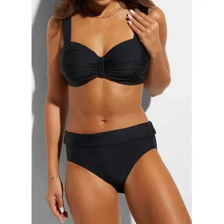 Balconette-Bikini BONPRIX "Balconette-Bikini mit gepolsterten Trägern (2-tlg.Set)", Damen, Gr. 100 (50), Cup D, schwarz (schwarz cup d), Elasthan, Polyamid, Polyester, unifarben, Bikini-Sets Balconette-Bikini, Balconette-Schnitt, gepolsterte Träger, unifarben