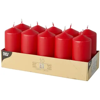 Papstar Stumpenkerzen 9 cm rot 10 St.