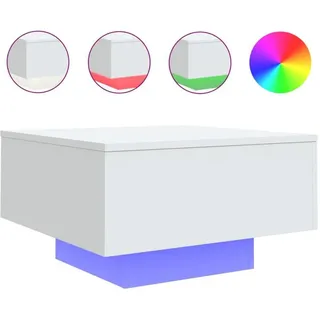 vidaXL Couchtisch mit LED-Leuchten Weiß Holz 55 x 55 x 31 cm