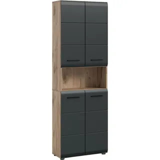 xonox.home Hochschrank Ice Nox Oak Nachbildung schwarz matt – Maße cm B: 60 H: 185