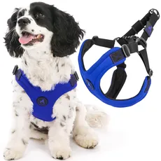 Gooby - Escape Free Sport Harness, Small Dog Step-In Neoprene Harness for Dogs That Like to Escape Their Harness, Blue, Medium
