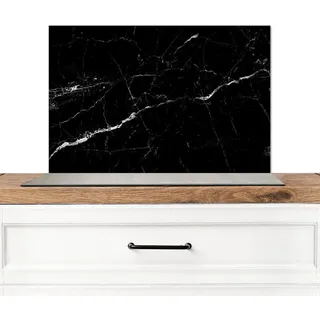 MuchoWow Spritzschutz Küche Marmoroptik - Schwarz - Luxus 70x50 cm , Grau , Metall , Rechteckig , 70x0.3x50 cm , rostfrei , Küchenzubehör, Küchenhelfer, Küchenutensilien