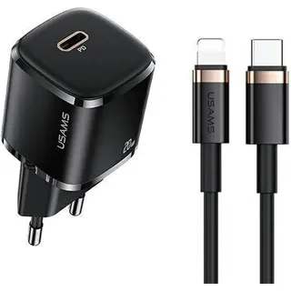 Usams Phone Charger 1x USB-C T36+Lightning PD - Schwarz