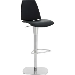 Barhocker , Schwarz, Edelstahlfarben , Metall, Leder , Echtleder , Spaltleder , Uni , Säule, Bodenplatte , 40x85-112x40 cm , Lederauswahl, Stoffauswahl , Esszimmer, Stühle, Hocker