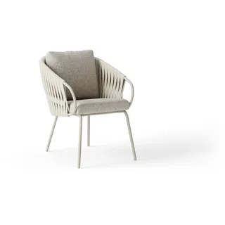 Suns Dolce Dining Chair Stahl/Rope Camel Sand/Seashell bouclé Misty rope