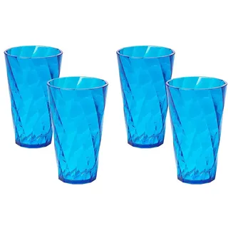 omada Design Wassergläser Set, Packung mit 4 farbigen Kunststoffgläsern aus transparentem Acryl (Bpa Free), 50cl Kapazität, Made in Italy, Verarbeitung mit Diamanteffekt, Diamond Linie, Türkis
