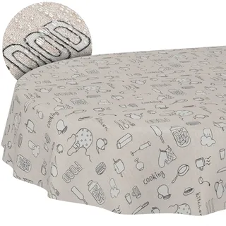 Tischdecke aus Stoff Textil abwaschbar Tischwäsche Tischtuch Baumwolle Polyester Kitchen Oval 180x140cm In-/Outdoor Tischdecke