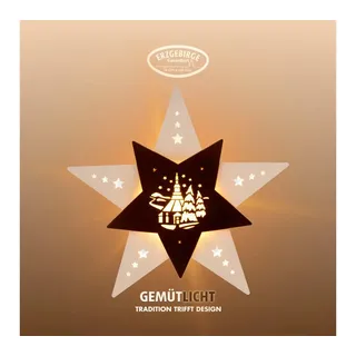 weigla günter gläser leuchtenherstellung Fensterbild Stern 29 cm Weiß-Braun