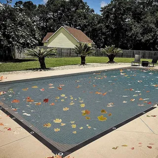Ultimative Winter-Poolabdeckung für Schwimmbäder, rechteckige Netz-Poolabdeckungen, Premium, schwarz, 3 m x 7 m