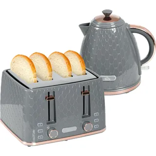 HOMCOM-Kocher-Toaster-Set-Kunststoff, Stahl-24,2L x 19,5B x 23,4H cm-Grau - Grau