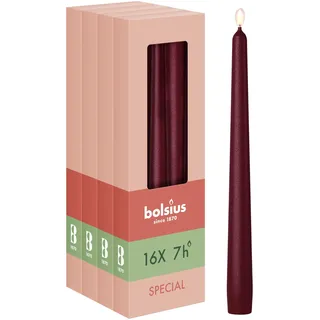 Bolsius Essentials – Glatte Spitzkerzen - Red Metallic - 24,5 cm - 32 Stück - Dekorative Kerzen – Ohne Palmöl