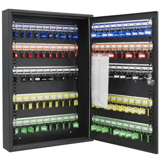 ARREGUI PL100EN Schlüsselschrank mit 100 verstellbaren Haken | Schlüsselbox aus Stahl mit IP65 Elektronikschloss | Schlüsselkasten mit Zahlenschloss | Programmierbare Codes | 55x38x8 cm | Schwarz