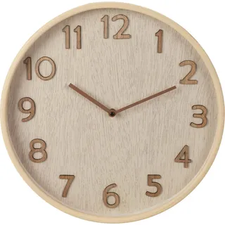 Wanduhr mit Holzoptik, 38 x 5 cm - Beige
