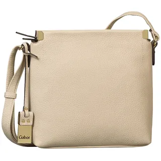 Umhängetasche GABOR "Gela", Damen, Gr. B/H/T: 25cm x 23,5cm x 6,5cm, beige, Polyurethan, Polyurethan (PU), clean, gepflegt, unifarben, Taschen Umhängetasche, genarbtes Lederimitat mit schmückenden Metallecken, hochwertiges Logo