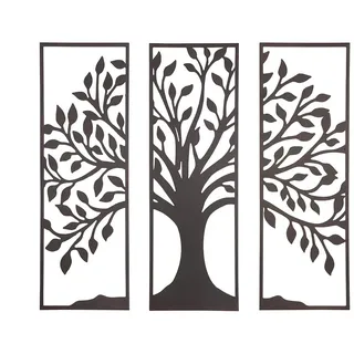 GILDE Metallbilder Wanddeko Bilder Metall – moderne Wanddekoration Wohnzimmer – Wandbild 3D Metallbild Wand Deko Baum Wall Decoration 90 x 90 cm Braun
