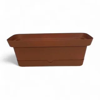 Ecoplast Balkonkasten Herkunft 40 cm, außen aus Kunststoff, Blumenkasten für Balkon, Blau/Türkis/Orange, U