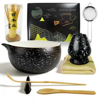 Zaztytoy Matcha Set 8-teilig mit Matcha Schale aus Keramik mit Ausgießer