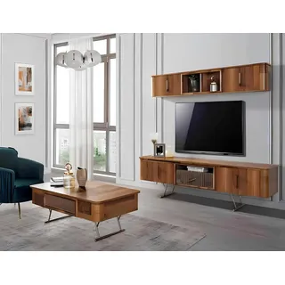 Wohnzimmer Möbel Wohnzimmer Wandregal tv Schrank Wandschränke Regal Holz Möbel - Braun