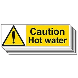 VSafety Warntemperatur – Vorsicht heißes Wasser – 300 x 100 mm – 10 Stück