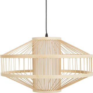 BELIANI Hängeleuchte Hellbraun Bambusholz 1-Flammig Geometrisch Käfigform Langes Kabel Boho-Stil Beleuchtung Leuchte Esszimmer Schlafzimmer Wohnzimmer - Beige, Braun