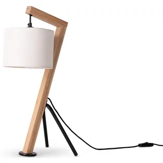 Paco Home Tischleuchte »GALLOW« E27 Schreib Holz Dreibein Vintage E27 Galgen Modern Höhe 49cm, braun