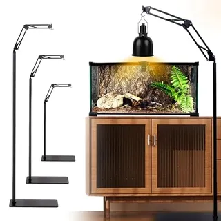 MENGBEI Reptilien Lampenständer, Verstellbarer Wärmelampenständer 360° Drehung Reptilien Lampenhalter mit Sockel, Terrarium Lichtständer für Tier Schildkröte Tisch Glas Tank Vivarium Käfige