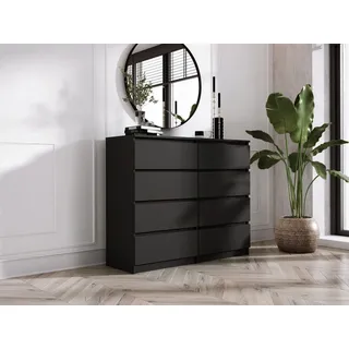 3xEliving Kommode Sideboard DEMII 8 120cm - mit 8 Schubladen in Schwarz / Verschiedene Farben und Großen - Schwarz